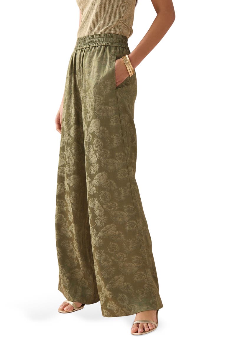 Jacquard Wide Leg Pants, Main, color, GREEN
