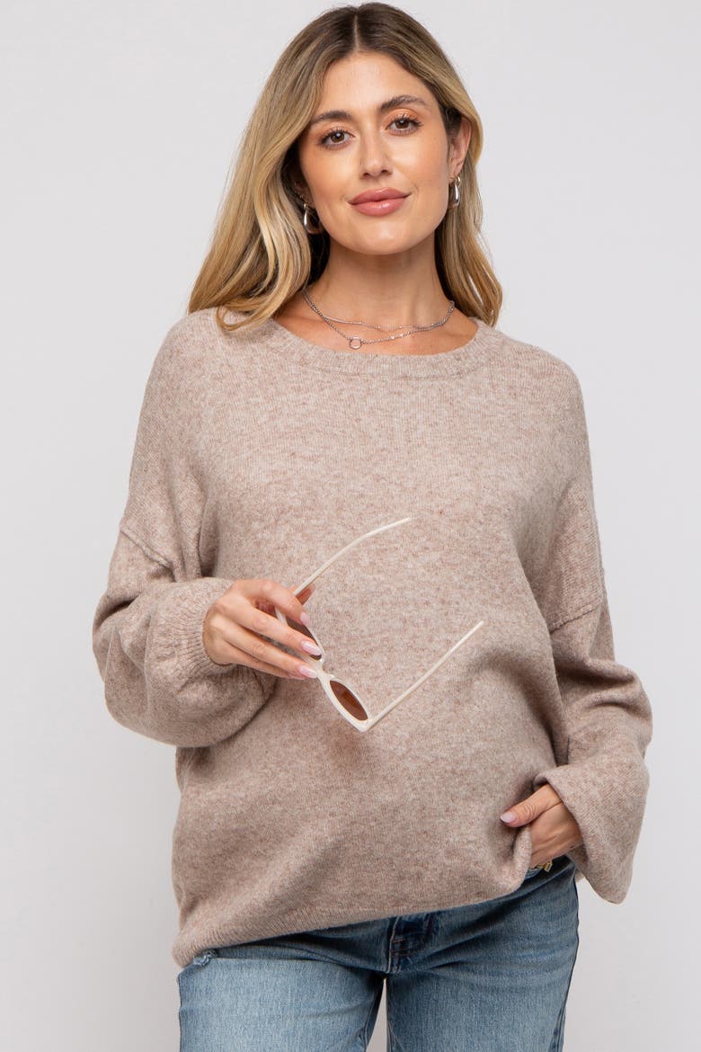 Basic Drop Shoulder Sweater, Main, color, Taupe