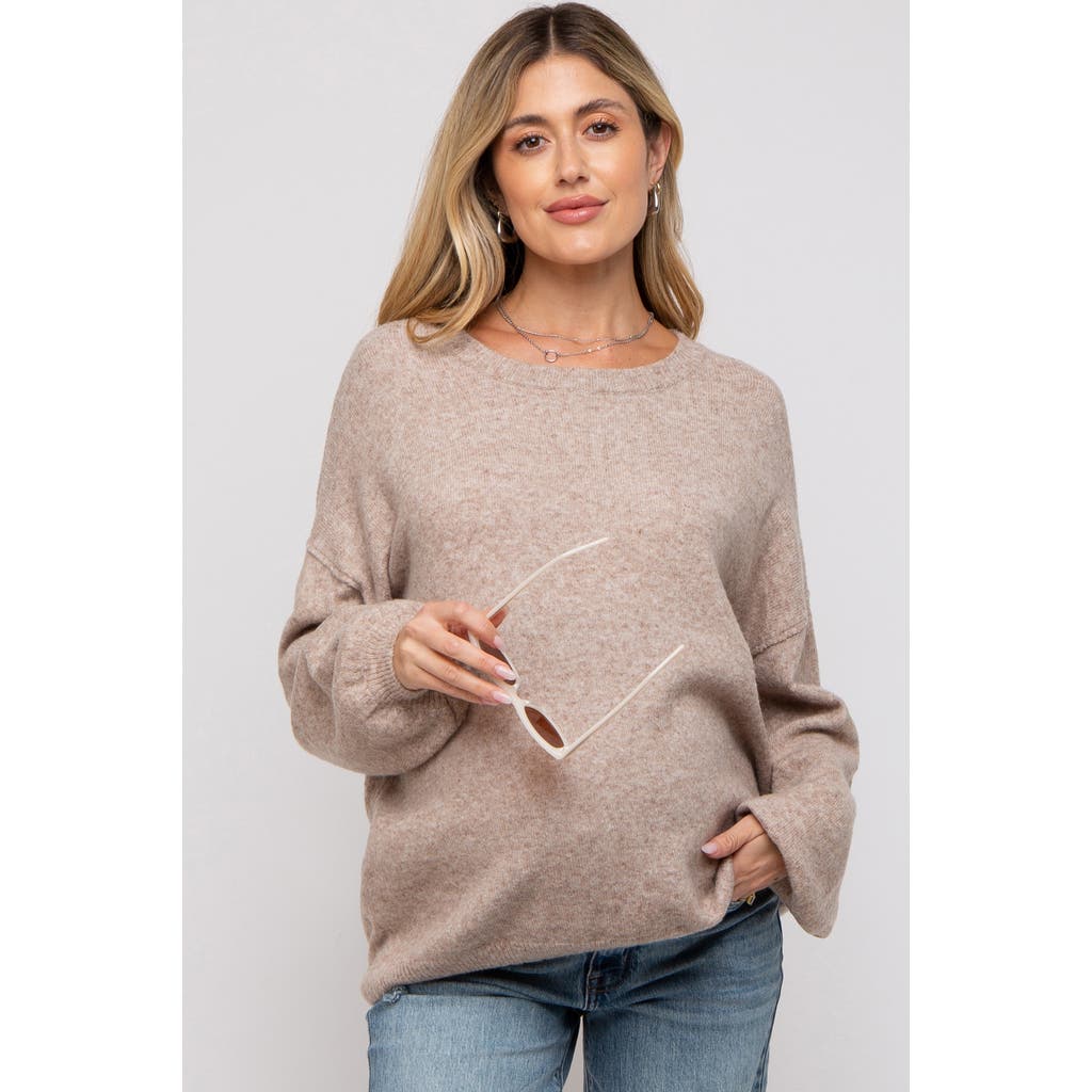 Pinkblush Basic Drop Shoulder Sweater In Brown