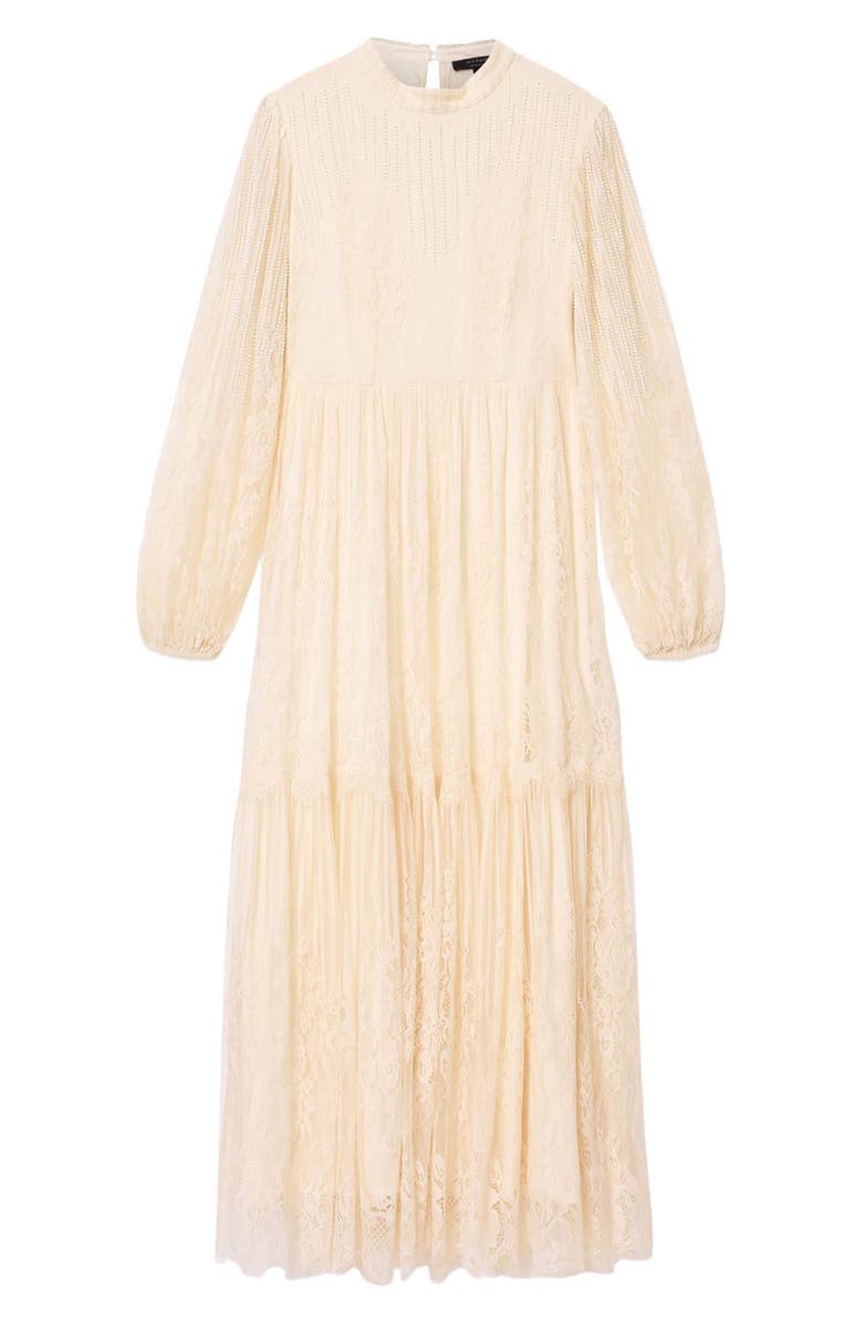AllSaints Lillian Long Sleeve Lace Dress, Alternate, color, Antique White
