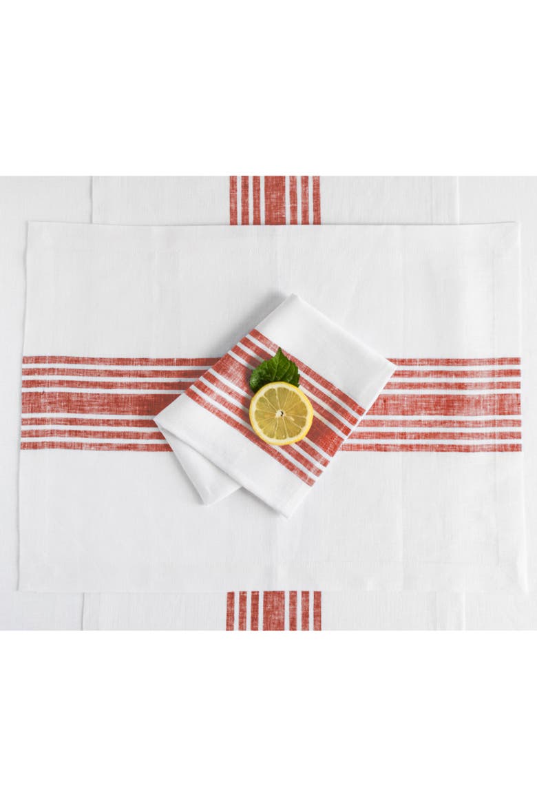 Linen Table Runner - Farmhouse, Alternate, color, Red and White