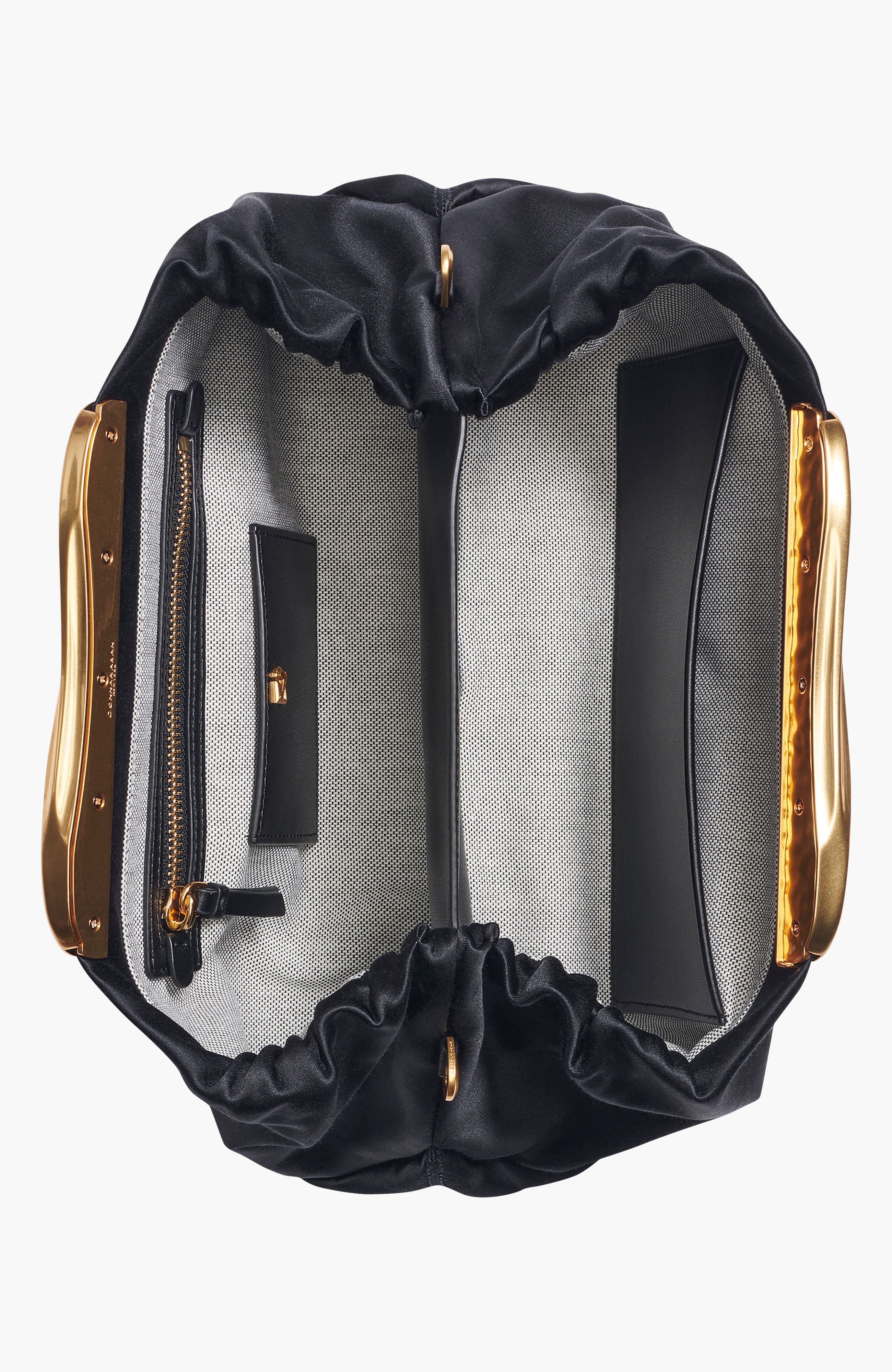 Donna Karan New York Poplin Satin Clutch, Alternate, color, Blk/Gold