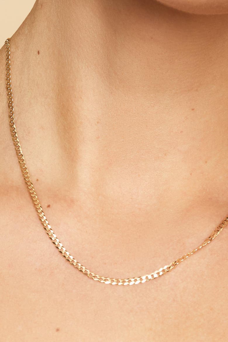 10K Gold Carmine Curb Petite Chain Necklace, Alternate, color, Yellow Gold