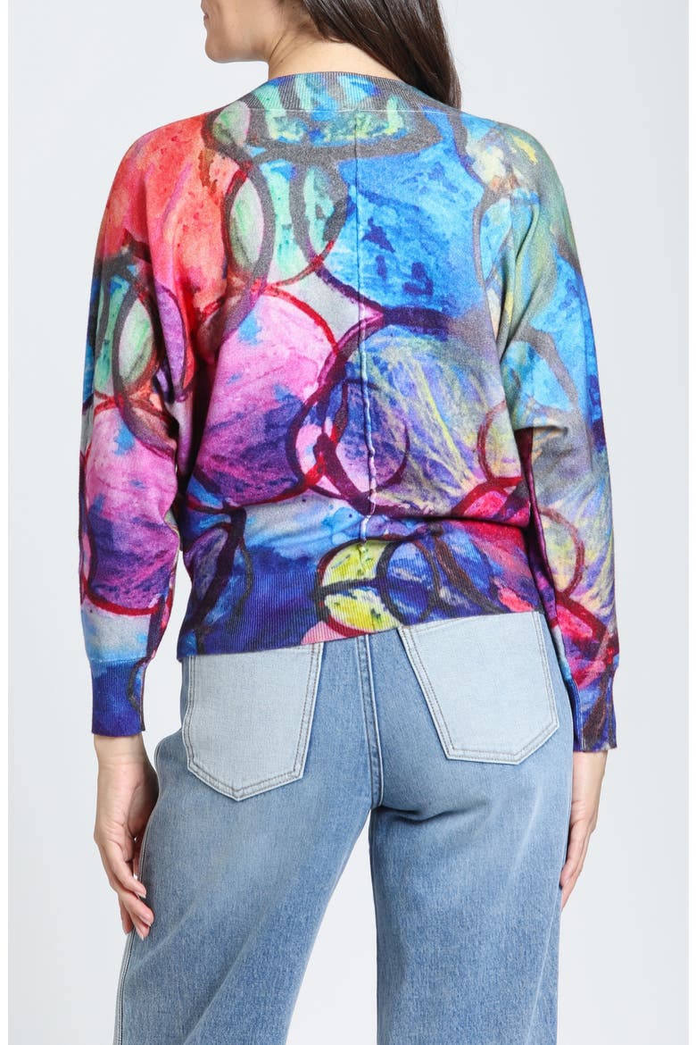 Overlapping Circles V-Neck Sweater, Alternate, color, PRISM MULTI