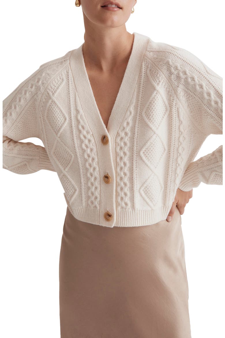 Cable Crop Cardigan, Main, color, ANTIQUE CREAM