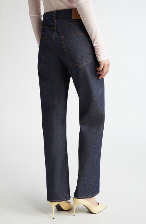 Shop Bite Studios Curved Organic Cotton Straight Leg Jeans In Dark Blue