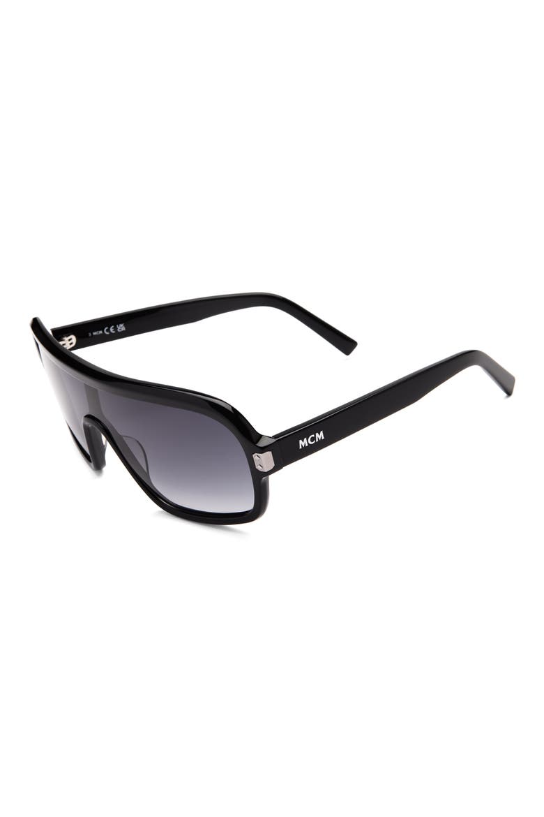 00mm Shield Sunglasses, Alternate, color, SHINY BLACK / GRADIENT SMOKE
