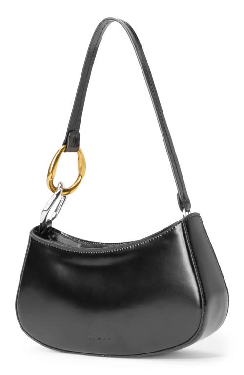 Staud Ollie Zip Leather Shoulder Bag In Black