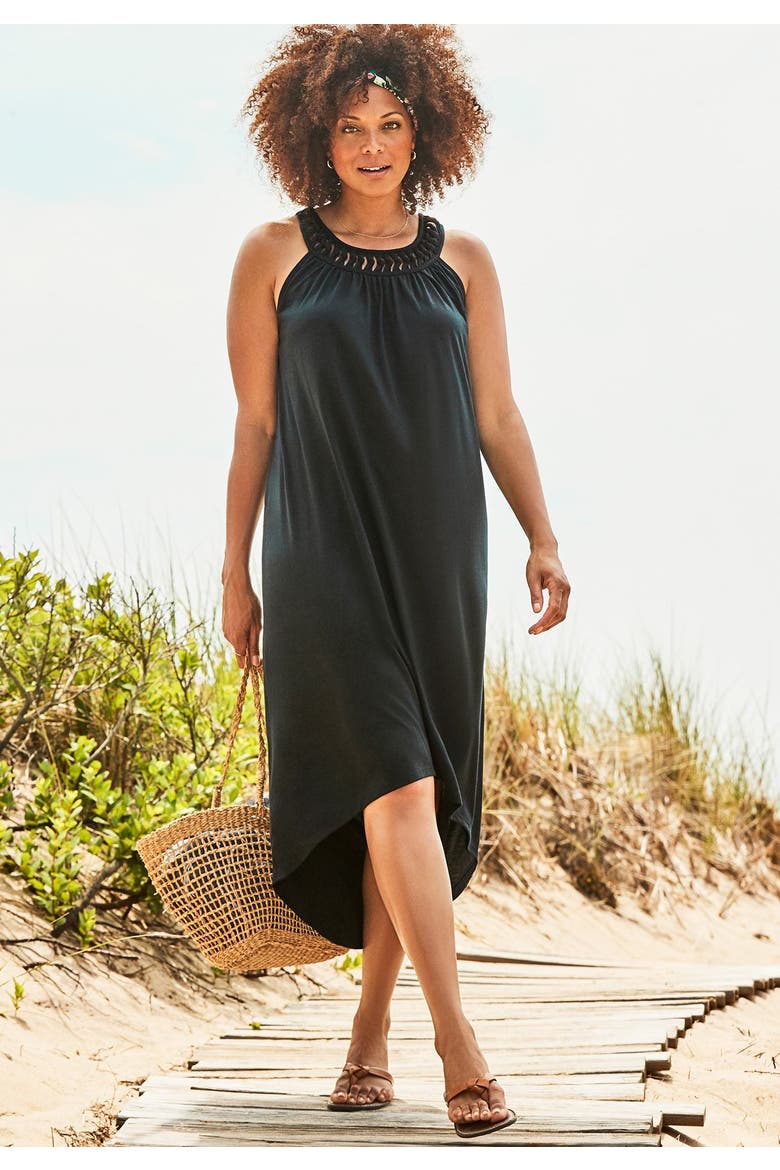 Margarita High Low Cover Up Dress, Alternate, color, Black