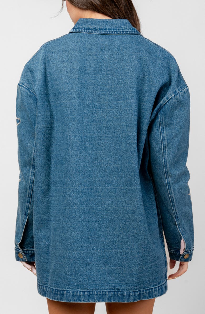 Beivy Embroidered Denim Shacket, Alternate, color, Dark Blue Denim