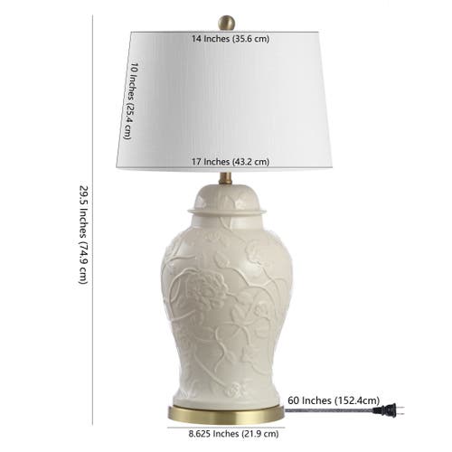 Jonathan Y Naiyou 29.5" Ceramic Classic Traditional Led Lamp Table Lamp, Cream In Cream