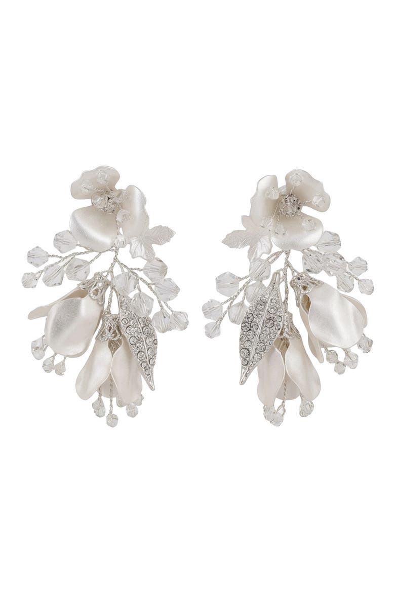 Falling Flowers Drop Earrings, Main, color, SILVER/ WHITE