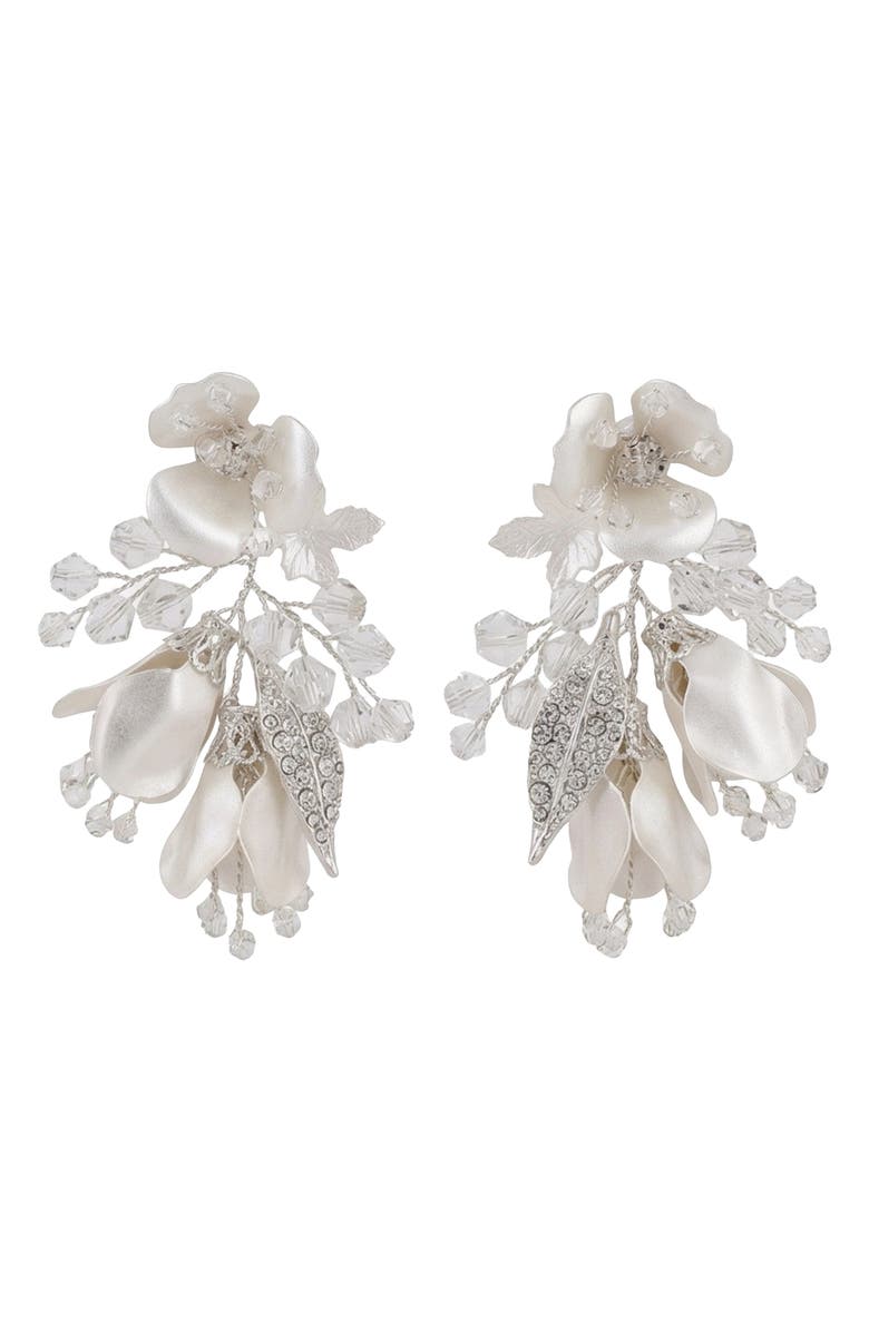 MacRae & Co. Falling Flowers Drop Earrings, Main, color, Silver/ White
