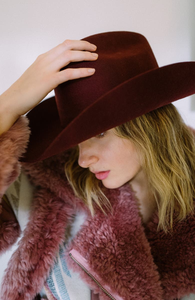 MODERN MONARCHIE Western Wool Felted Cowboy Hat, Alternate, color, Burgundy