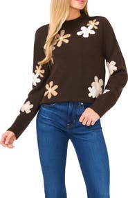 CeCe Floral Crewneck Sweater
