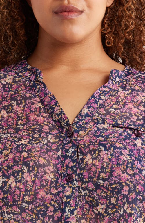 Kut From The Kloth Jasmine Roll Sleeve Top In Purple