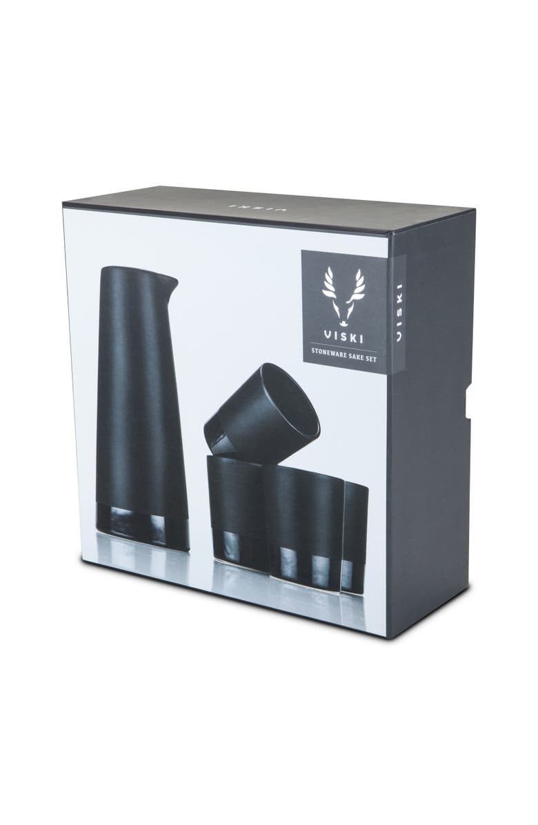 Viski 5-Piece Stoneware Sake Set, Alternate, color, Black