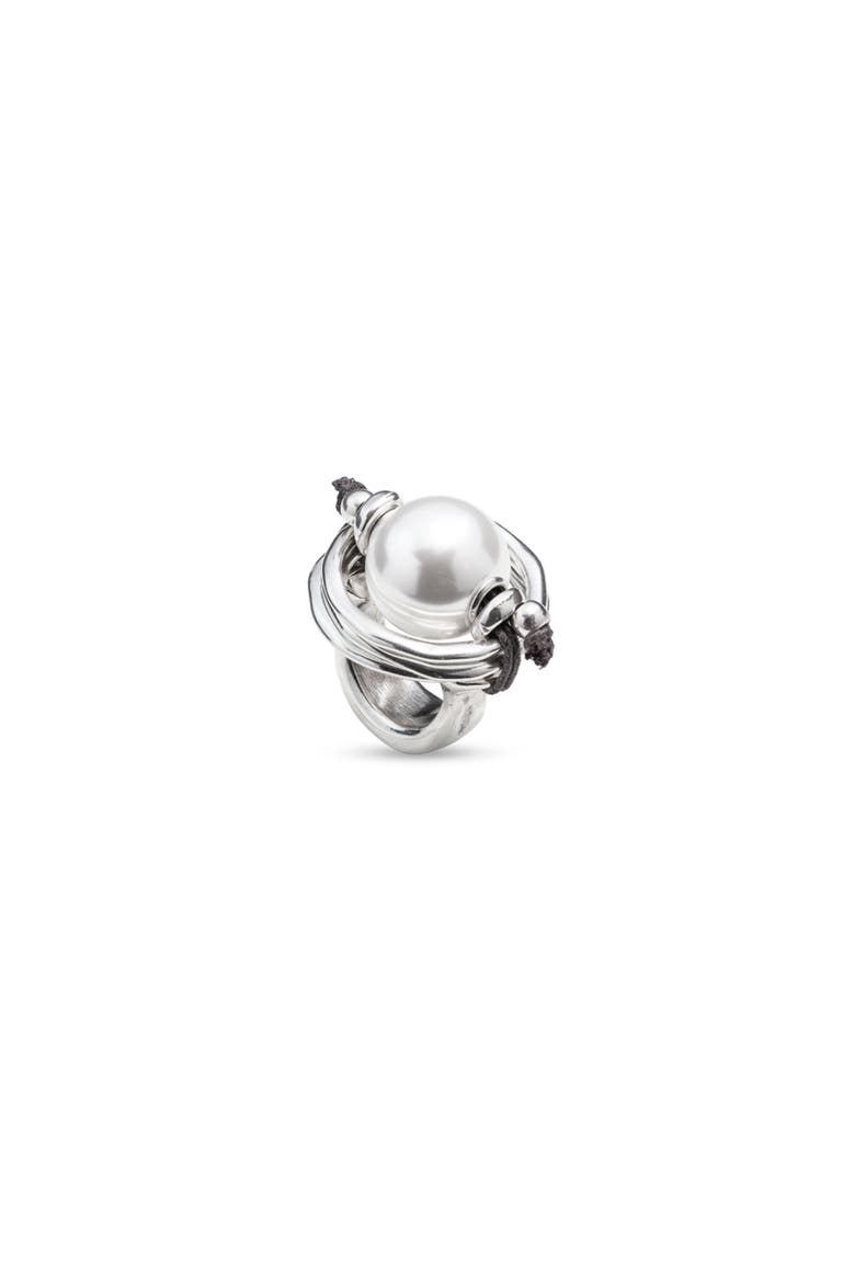 Pearl Leather Fusion Ring, Main, color, Silver