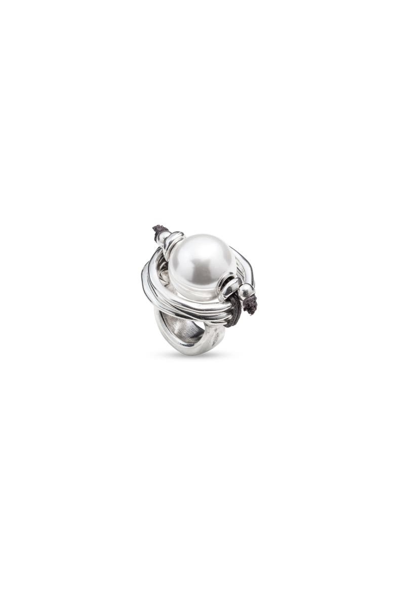 UNODE50 Pearl Leather Fusion Ring, Main, color, Silver