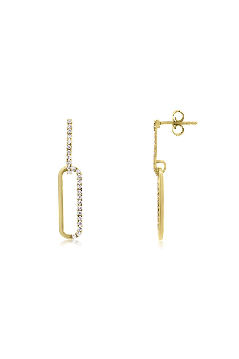 Lab Grown Diamond Paperclip Earrings, Main, color, Yelllow Gold