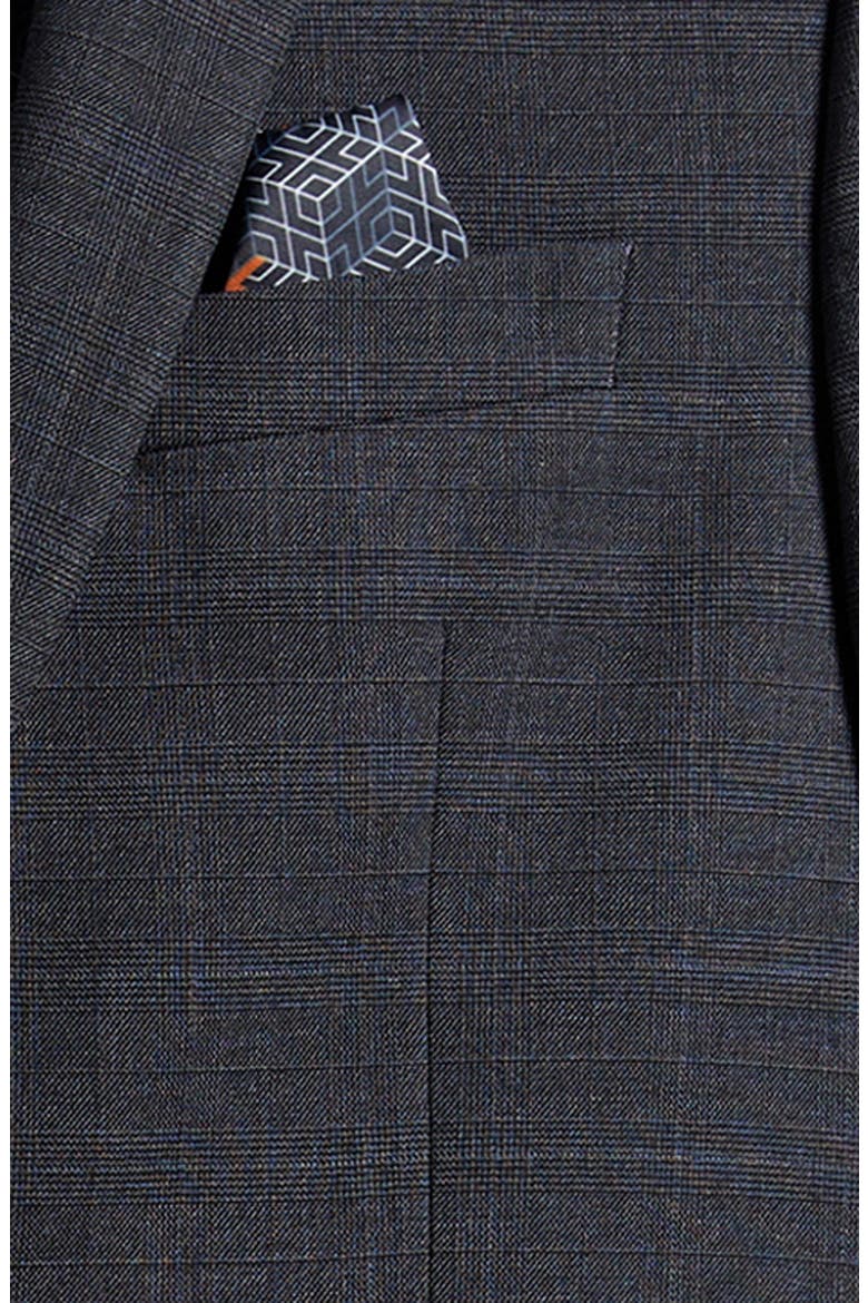 Kids' Dark Blue Windowpane Two-Piece Suit, Alternate, color, DARKBLUE
