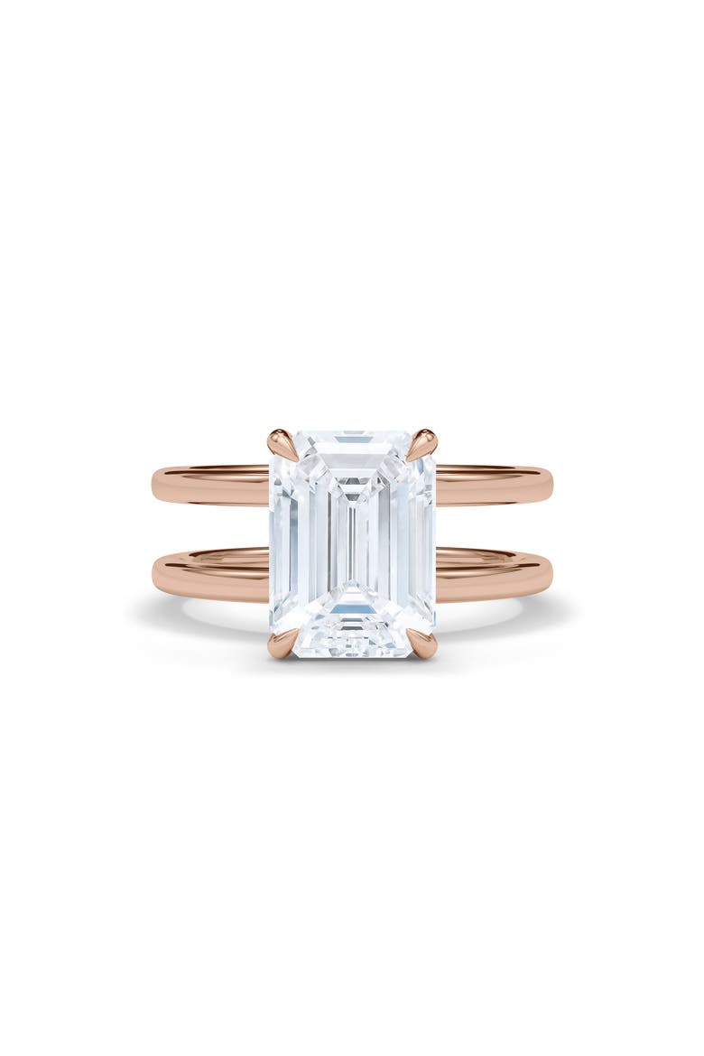 Emerald Cut Double Band Lab Created Diamond Ring, Alternate, color, 2.00CTW 18K ROSE GOLD