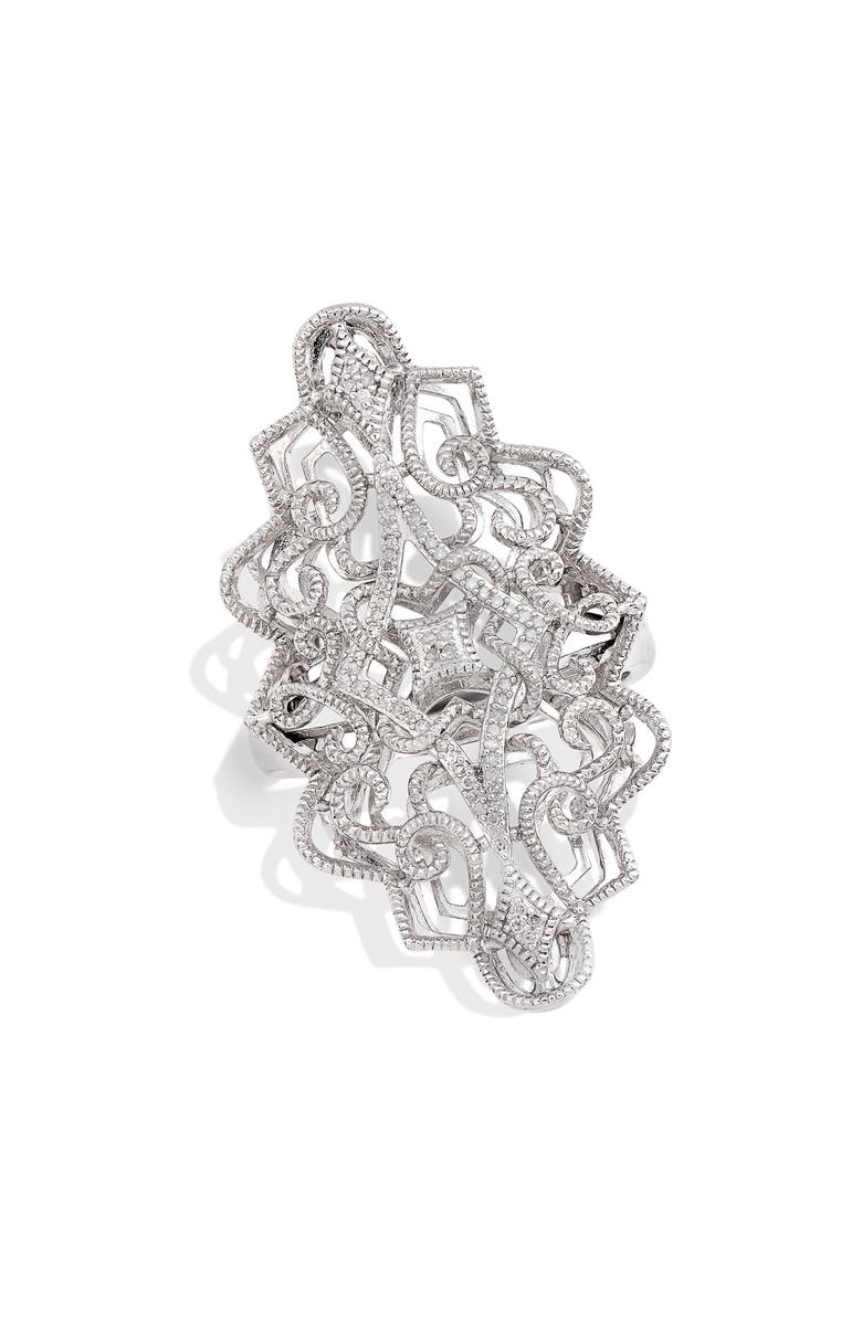 SAVVY CIE JEWELS Filigree Diamond Ring, Main, color, White