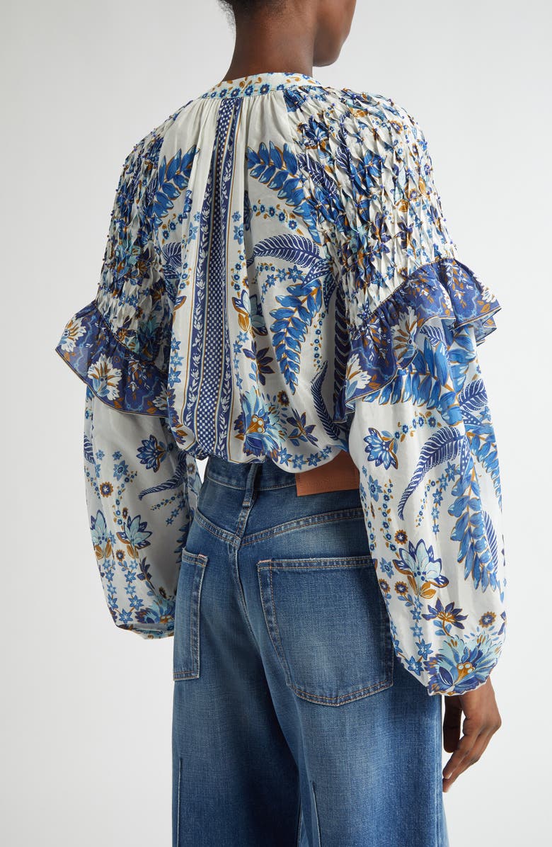 FARM Rio Ana Tapestry Cotton Blend Ruffle Top, Alternate, color, 