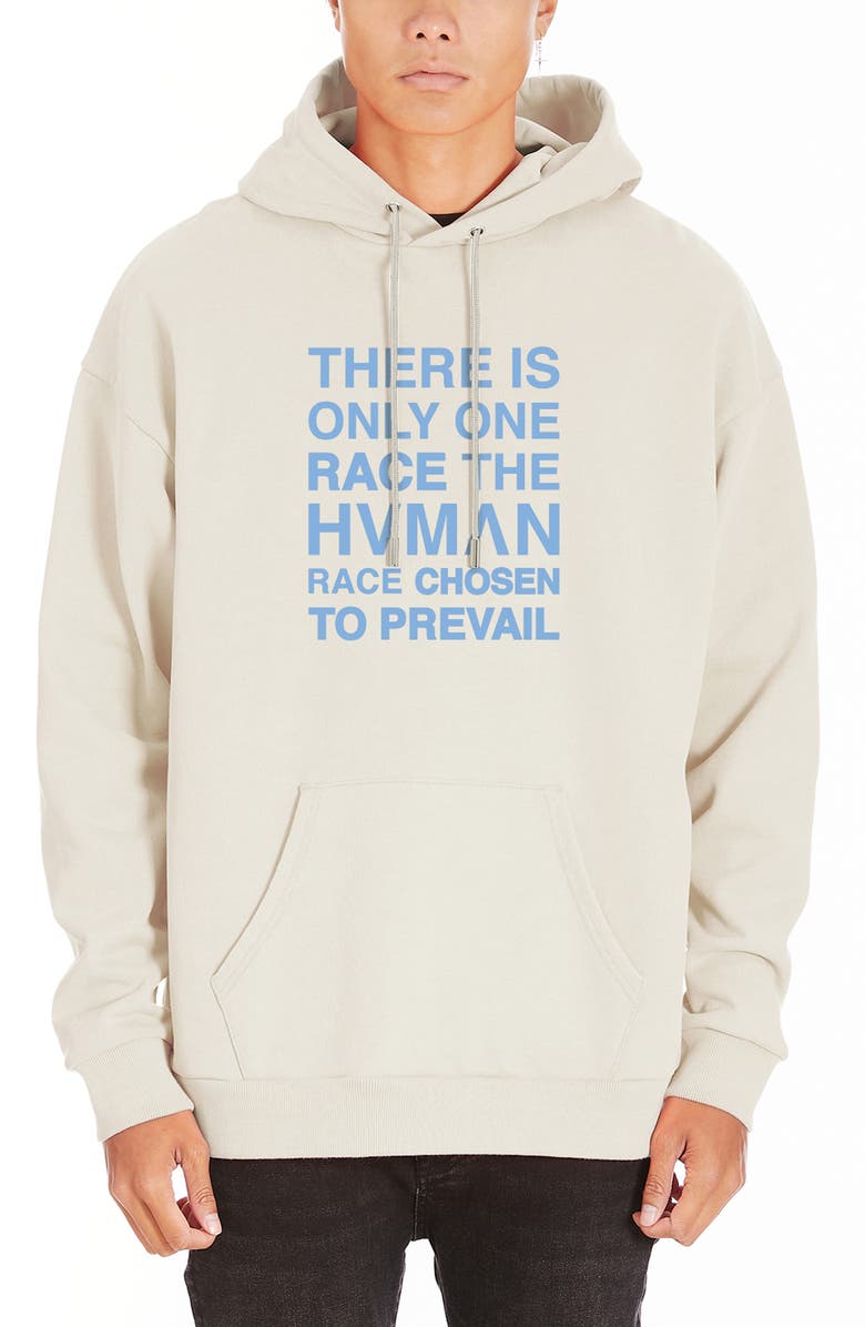 HVMAN Graphic Pullover Hoodie, Main, color, Cream
