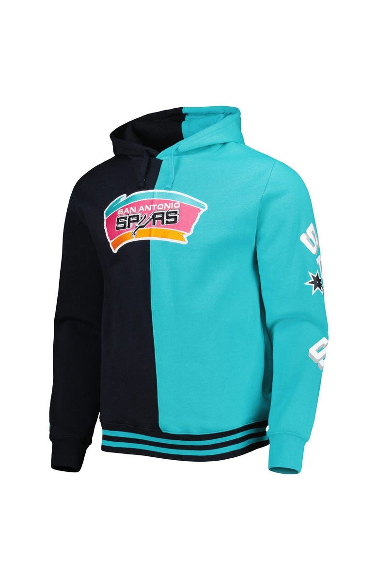 Mitchell & Ness Men's Mitchell & Ness Black/Teal San Antonio Spurs Hardwood Classics Split Pullover Hoodie, Alternate, color, Black