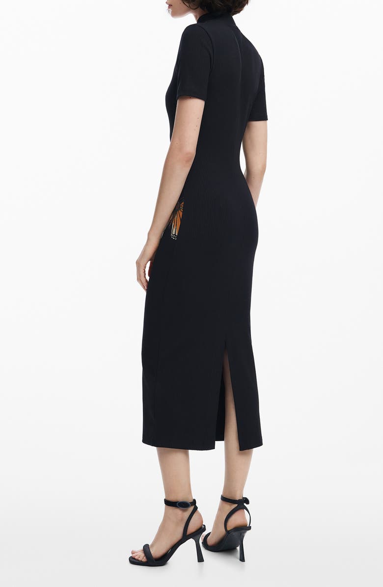 Desigual Virginia Mock Neck Rib Maxi Dress, Alternate, color, 