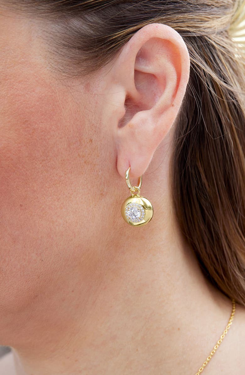 SAVVY CIE JEWELS Puffy Embellished Cubic Zirconia Drop Earrings, Alternate, color, Yellow