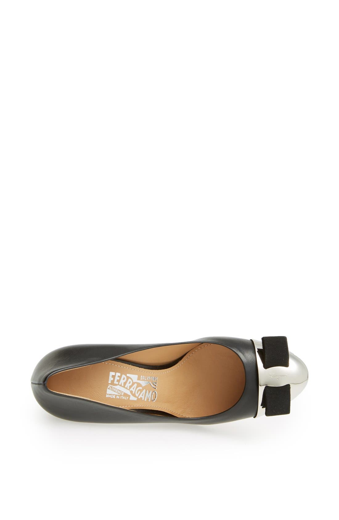 Salvatore Ferragamo 'H102 Nina' Metal Cap Toe Pump, Alternate, color, NERO