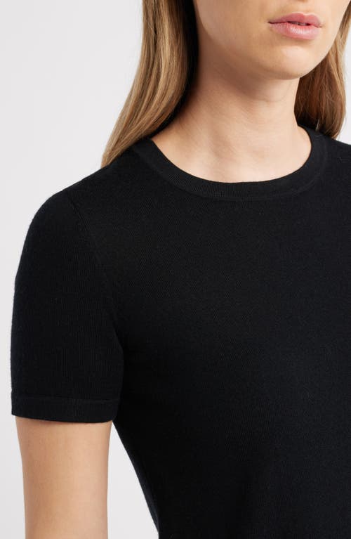 Anne Klein Luxe Washable Short Sleeve Wool Sweater In Black