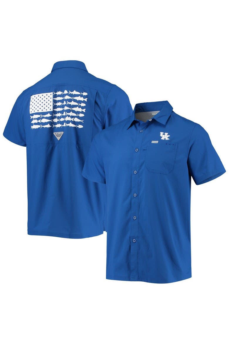 Men's Columbia PFG Royal Kentucky Wildcats Slack Tide Camp Button-Up Shirt, Main, color, Royal