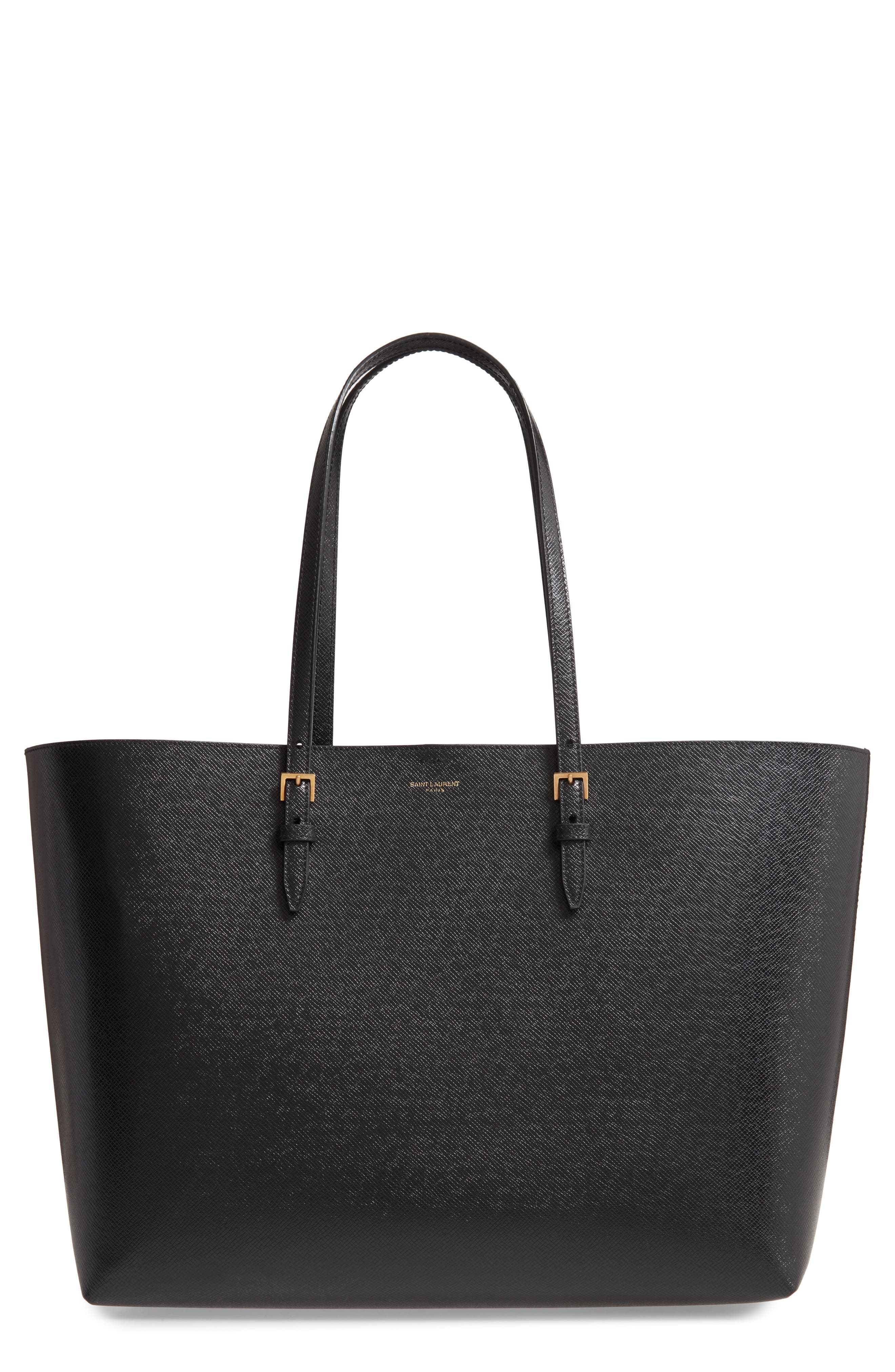 Saint Laurent Medium East/West Leather Shopping Tote, Main, color, 