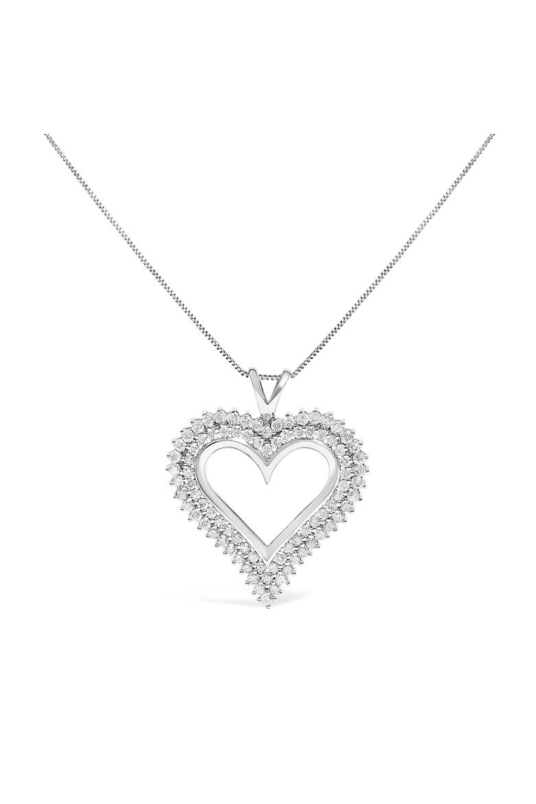 Silver 2.00 Cttw Diamond Heart Pendant Necklace, Main, color, White
