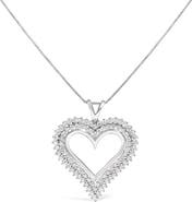 Haus of Brilliance Silver 2.00 Cttw Diamond Heart Pendant Necklace
