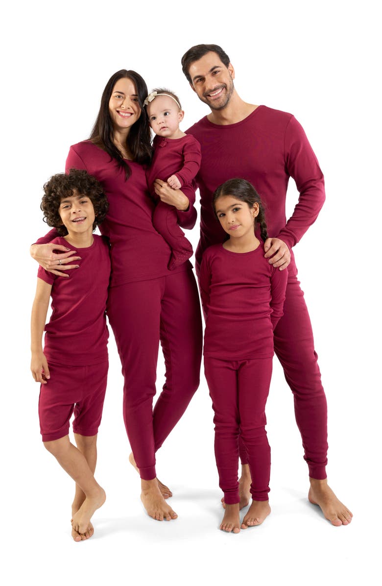Leveret Kids Short Sleeve Cotton Solid Matching Family Pajamas, Alternate, color, Maroon
