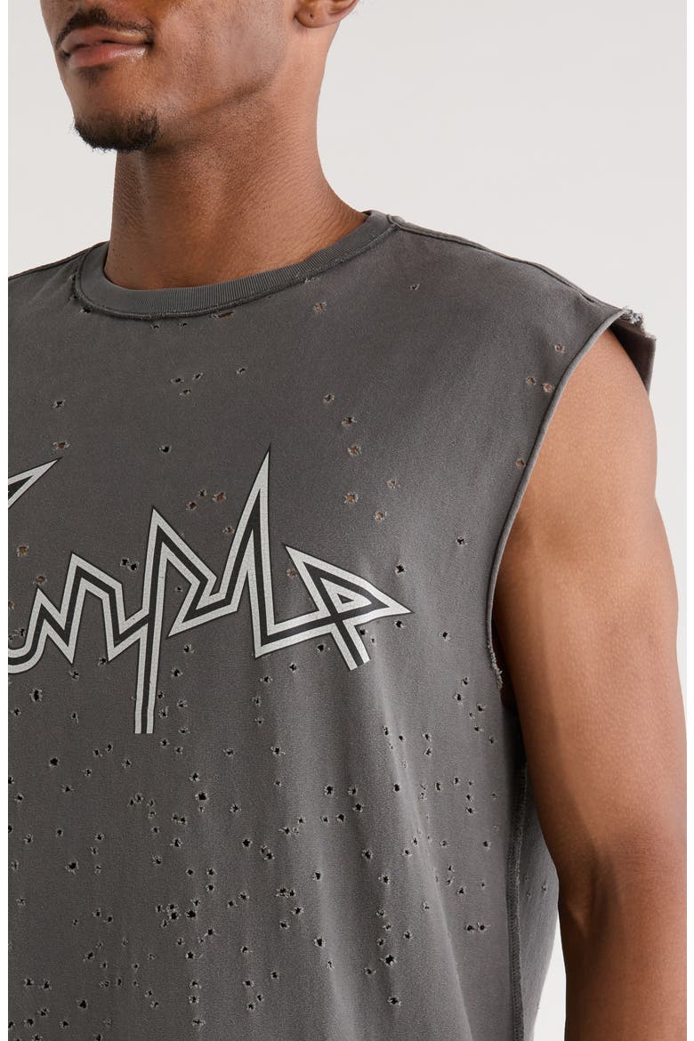 Textured Sleeveless Cotton Graphic T-Shirt, Alternate, color, GREY