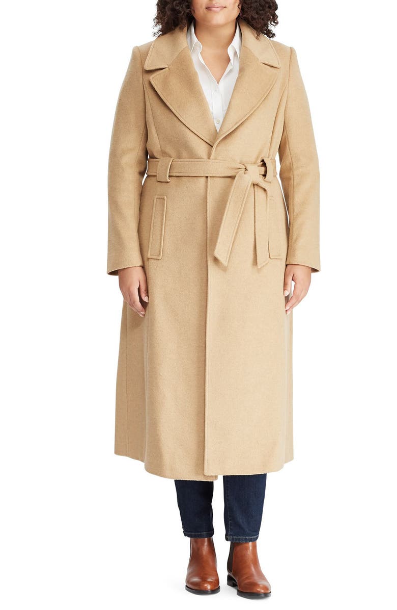 Lauren Ralph Lauren Wool Blend Belted Wrap Coat, Main, color, 