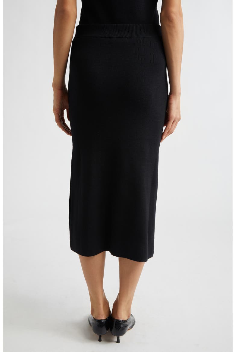 Merino Wool Midi Skirt, Alternate, color, BLACK