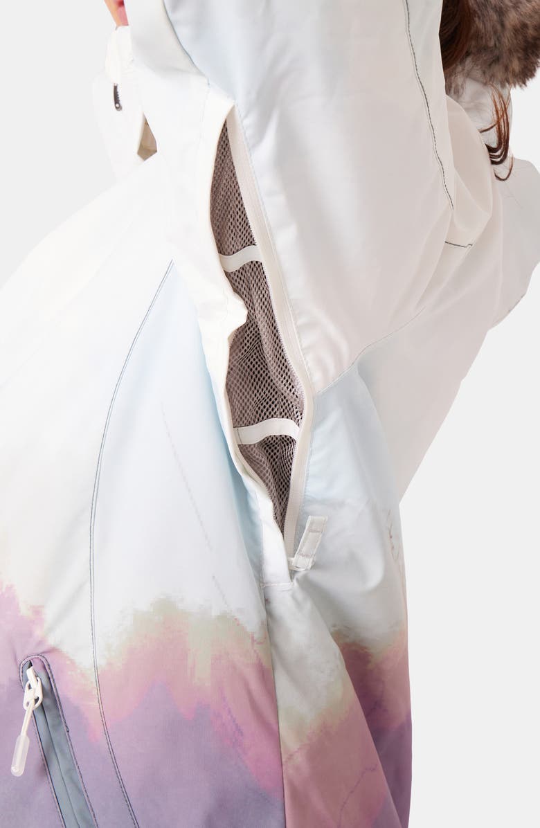 Roxy Jet Ski Technical Snow Jacket with Removable Faux Fur Trim & Hood, Alternate, color, Blueberry Multi