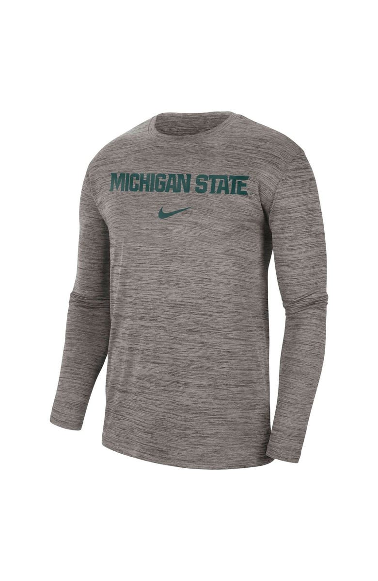Nike Men's Nike Heather Gray Michigan State Spartans Team Velocity Performance Long Sleeve T-Shirt, Alternate, color, Heather Gray