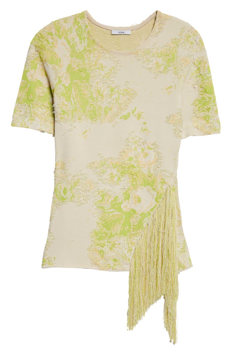 Erdem French Fray Short Sleeve Knit Top, Main, color, Chartreuse