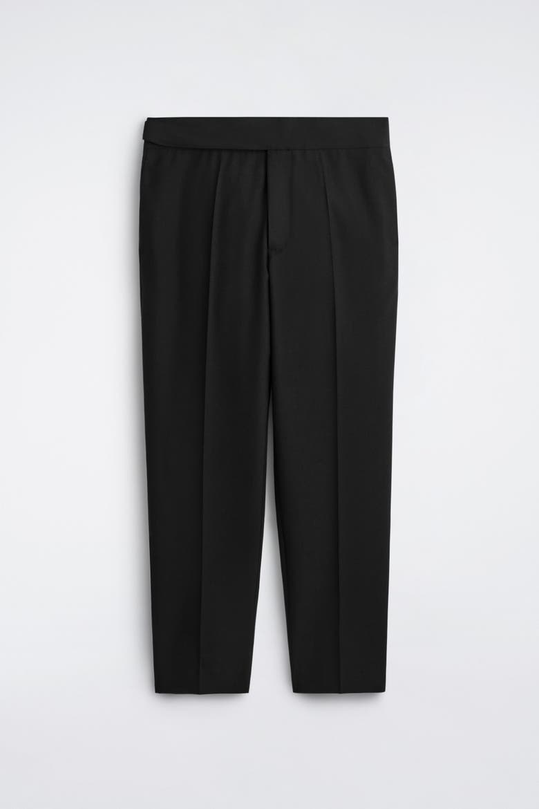 Cummerbund-Waist Wool Tapered Pants, Alternate, color, BLACK