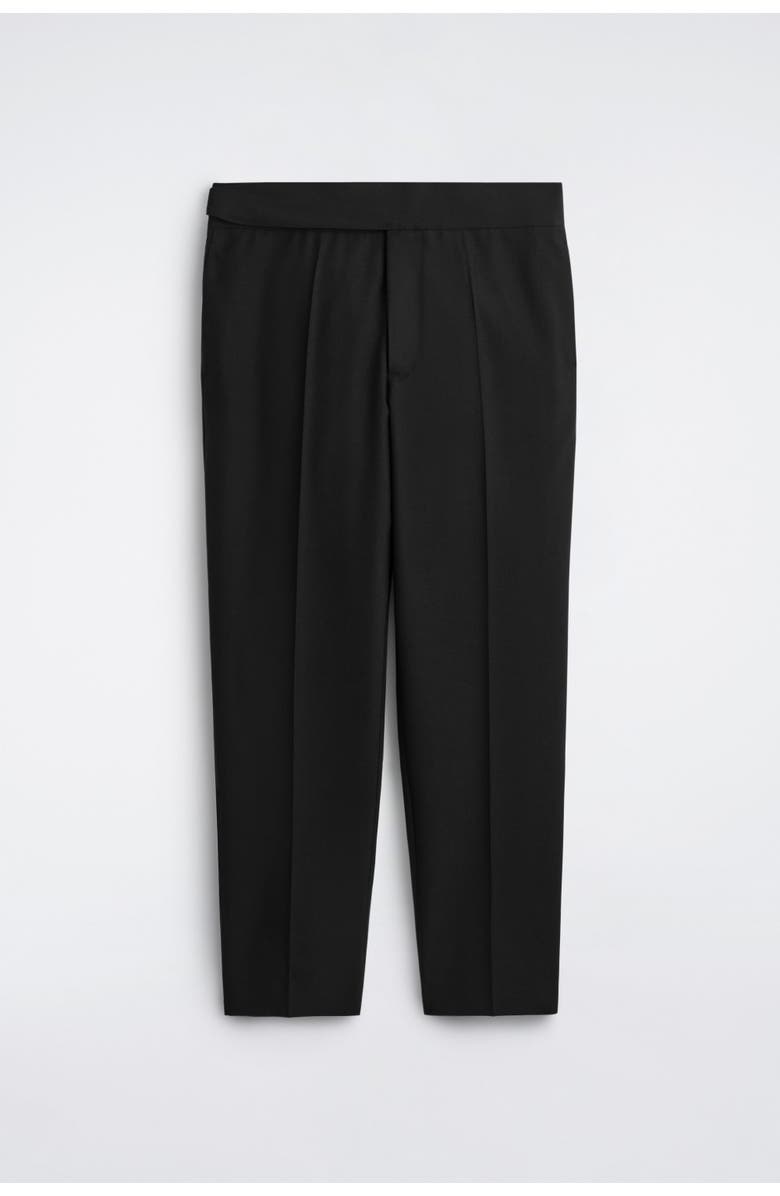 COS Cummerbund-Waist Wool Tapered Pants, Alternate, color, Black