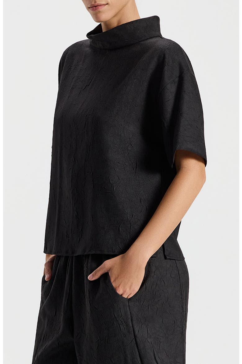 Oriana Boat-Neck Short Sleeved Top, Alternate, color, Black