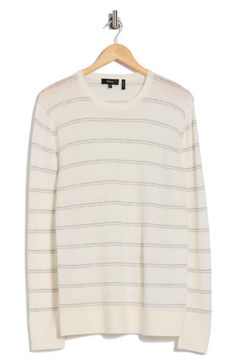 Theory Riland Harman Merino Wool Blend Pullover, Alternate, color, Ivory/ Light Grey