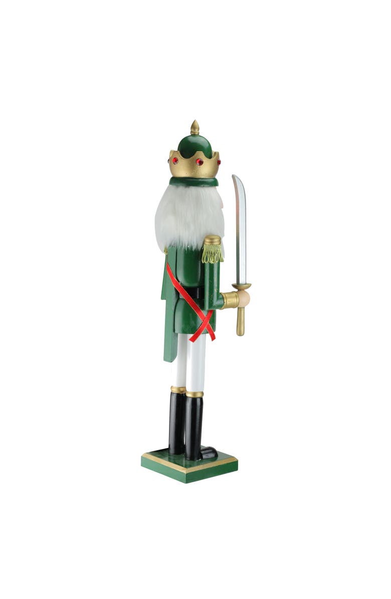 Northlight 24" Green and Gold Christmas Nutcracker King with Sword, Alternate, color, Green